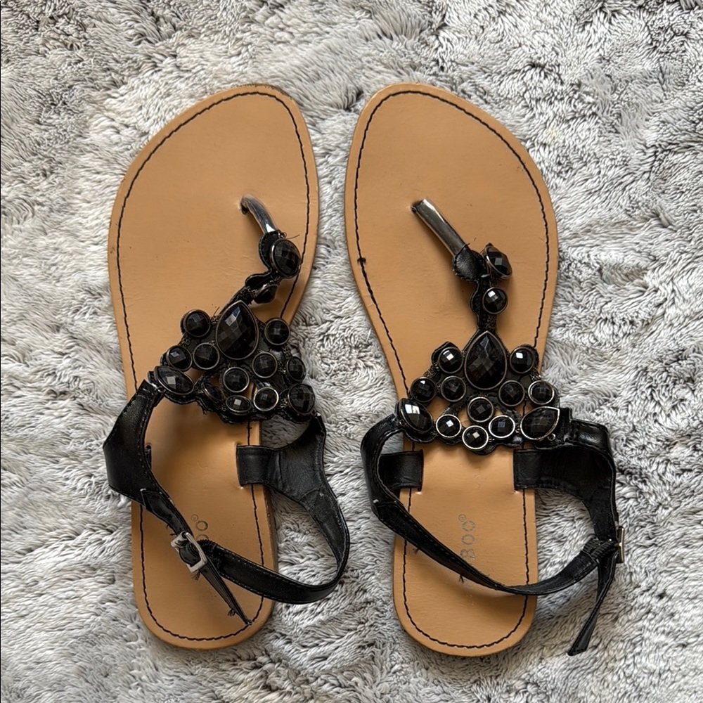 Black Beaded Women's Sandals